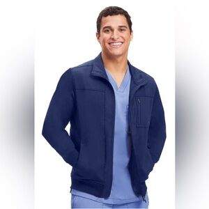 PURPLE LABEL BY HEALING HANDS MENS NAVY BOMBER SOLID SCRUB JACKET - SIZE 2X